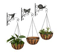 Relaxdays juego de 6 macetas marrón claro,negro