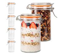 Relaxdays Juego de 6 tarros de conserva de 500 ml naranja,transparente