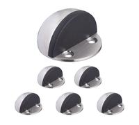 Relaxdays Juego de 6 topes de puerta para el suelo negro,plata