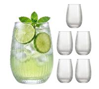 Relaxdays Juego de 6 vasos transparentes, aptos para lavavajillas | para agua, zumos y refrescos, 400 ml