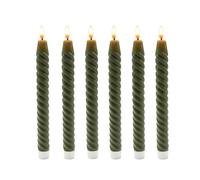 Relaxdays Juego de 6 velas LED de cera verde oscuro