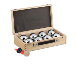 Relaxdays Juego de 8 bolas de petanca marrón claro,negro,plata