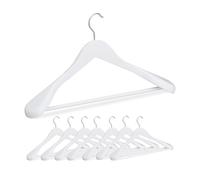 Relaxdays Perchas de Traje, Pack de 8, Colgadores de Ropa, para Colgar Chaquetas y Camisas, Barra de Pantalones, Blanco, Hierro, 23 x 45 x 6 cm