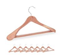 Relaxdays Juego de 8 perchas para trajes marrón claro,plata