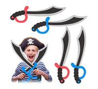Relaxdays- 8 x Piratensäbel Juego de 8 sables Piratas de Espuma, 41 cm de Largo, Multicolor, Color Negro, Gris, Rojo, 8 Unidades (10031829)
