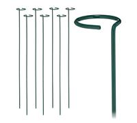 Relaxdays Tutores de Metal para Plantas, Set de 8, Guías con Anillo, 80 cm Largo, Estacas de Jardín, con Bridas, Verde, Acero