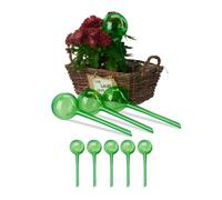 Relaxdays 9er Set Bewässerungskugeln 9 Globos de Riego para Plantas de Interior, Regadores Flores 28 x 8 cm, 250 ml, Plástico, Verde