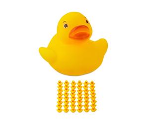 Relaxdays Juego de 96 patitos de goma amarillos amarillo,naranja