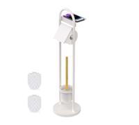 Relaxdays Juego de baño con soporte blanco,marrón claro