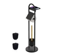 Relaxdays Juego de baño con soporte marrón claro,negro