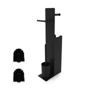 Juego de baño Relaxdays, HxBxT: 67 x 22 x 12 cm, Soporte de Papel higiénico, escobilla, Porta Rollos, Estante, Negro