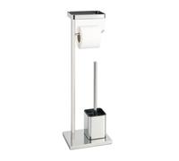 Relaxdays Juego de baño Independiente con Estante y Soporte en Acero Inoxidable, 65.5x25.5x12.5 cm, Plateado