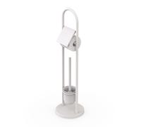 Relaxdays WC, Acero Inoxidable, 79 x 22 cm, Soporte para Papel higiénico con Soporte para escobillas, Color Blanco