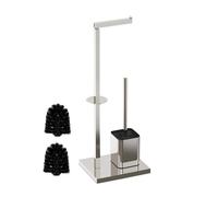 Relaxdays Juego de baño de metal negro,plata
