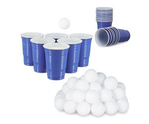 Relaxdays Juego de Beer Pong blanco,azul