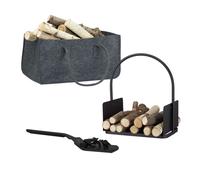 Relaxdays juego de chimenea 3 piezas antracita,negro