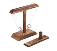 Relaxdays Juego de chupitos con anillos y anzuelos marrón claro,plata