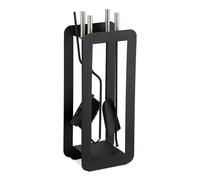 Relaxdays Juego de cinco utensilios de chimenea negro,plata