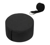 Relaxdays Set meditación, cinturón de Yoga, cojín de Suelo, Funda Lavable, 13x33 cm, algodón, Negro, 60% Fibra Vegetal, 13 x 33 x 33 cm