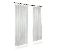 Relaxdays Juego de Cortinas Semitransparentes, Poliéster, Crema, 245x140 cm