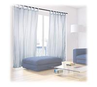 Relaxdays Juego de Cortinas Semitransparentes, Poliéster, Plateado, 245x140 cm