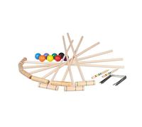 Relaxdays Juego de Croquet, 8 Jugadores, Criquet Niños y Adultos, Set Completo con Mazos y Bolsa, Madera, Multicolor, Poliéster, 76x13x3 cm