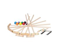 Relaxdays Juego de croquet para niños y adultos amarillo,marrón claro,rojo