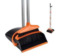 Relaxdays Juego de Escoba y recogedor, máx. 124 cm, Negro/Naranja