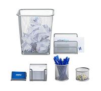 Relaxdays Juego de Escritorio Completo, Metal, Plateado, 30 x 27 x 27 cm, 6 Unidades