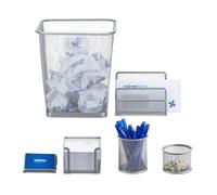 Relaxdays Juego de escritorio de 6 piezas plata