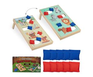 Relaxdays Juego de habilidad Cornhole 11 piezas verde,azul claro,marrón claro