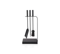 Relaxdays Juego de Herramientas para Chimenea, Set de 4 Piezas, atizador, Pala, escobilla y Soporte, Moderno, Negro