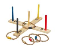 Relaxdays Juego de lanzamiento de anillas madera amarillo,marrón claro,rojo