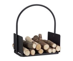 Relaxdays juego de leña de 2 piezas para chimenea negro