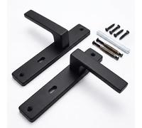 Relaxdays Juego de manillas para Puerta, herrajes Buntbart, con Muelle, 23,5×13,5 cm, Placa Larga, Metal, Negro Mate