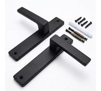 Relaxdays juego de manillas para puerta interior, metal negro mate | Placa ciega con muelle, 23,5x13,5 cm, placa larga