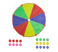 Relaxdays Juego de paracaídas colores con pelotas azul,verde,rojo