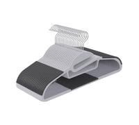 Perchas Relaxdays, Set de 20 Unidades, Goma Antideslizante, con Barra, Abertura en U, Soporte para Corbatas, Color Gris.