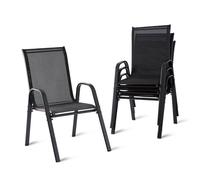 Relaxdays Juego de sillas de jardín respaldo alto antracita