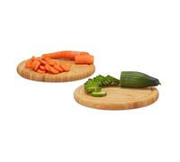Relaxdays Juego de Tablas de Cortar para Cocina Redondas, Bambú, Beige, 2 x 25 x 25 cm, 2 Unidades