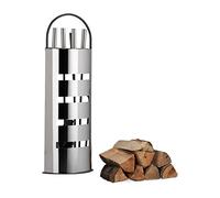 Relaxdays Juego utensilios chimenea de 5 piezas negro,plata