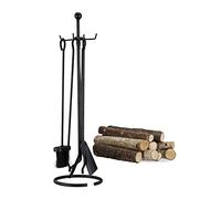 Relaxdays Juego de 5 utensilios chimenea negro
