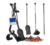 Juego utensilios chimenea herramientas decorativas fuego 4 piezas diseño retro