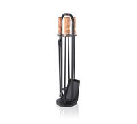 Relaxdays Juego de Utensilios para Chimenea, 5 Piezas, atizador, Pala, Cepillo, tenazas, Set de Estufa, Negro/Natural