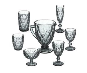 Relaxdays Juego de vasos de cristal gris humo gris