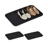 Relaxdays Juego Goteo, 60 x 40 cm Bandeja Zapatos XL, Set de 3, Base para Zapatillas Mojadas, Posazapatos Grande Plástico, Negro