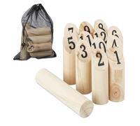 Relaxdays Juego kubb de madera natural con bolsa marrón claro