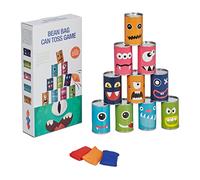 Relaxdays-Lanzar Juego Lanzamiento Latas Monstruos, Lanza Botes Fiestas Infantiles, 10 Envases y 3 Bolsas, Jardín, Multicolor, 9,5 x 5,5 cm (10039154)