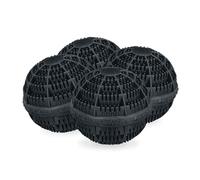 Relaxdays Juego Negras 4 Bolas Lavandería Ecológicas, para Lavadora, hasta 1000 Lavados, sin Detergentes, Piel Sensible, Cerámica, 9 x 10,5 cm