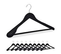Relaxdays Juego Negro Perchas Terciopelo Ropa, Colgadores con Hombrera, Gancho Giratorio, Camisas, Trajes, Pantalones, 10 Unidades